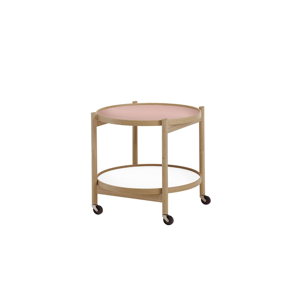 Bølling Tray Table 60 Oiled oak, White / Blossom pink
